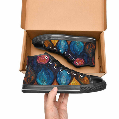 WOMEN'S Fire Flame High Top Canvas Wallpaper Art Sneakers