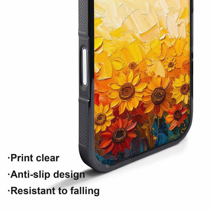 iPhone 17 Pro Case — Impressionist Sunflower Brushstroke Pattern Hundreds Floral, Custom Phone Case