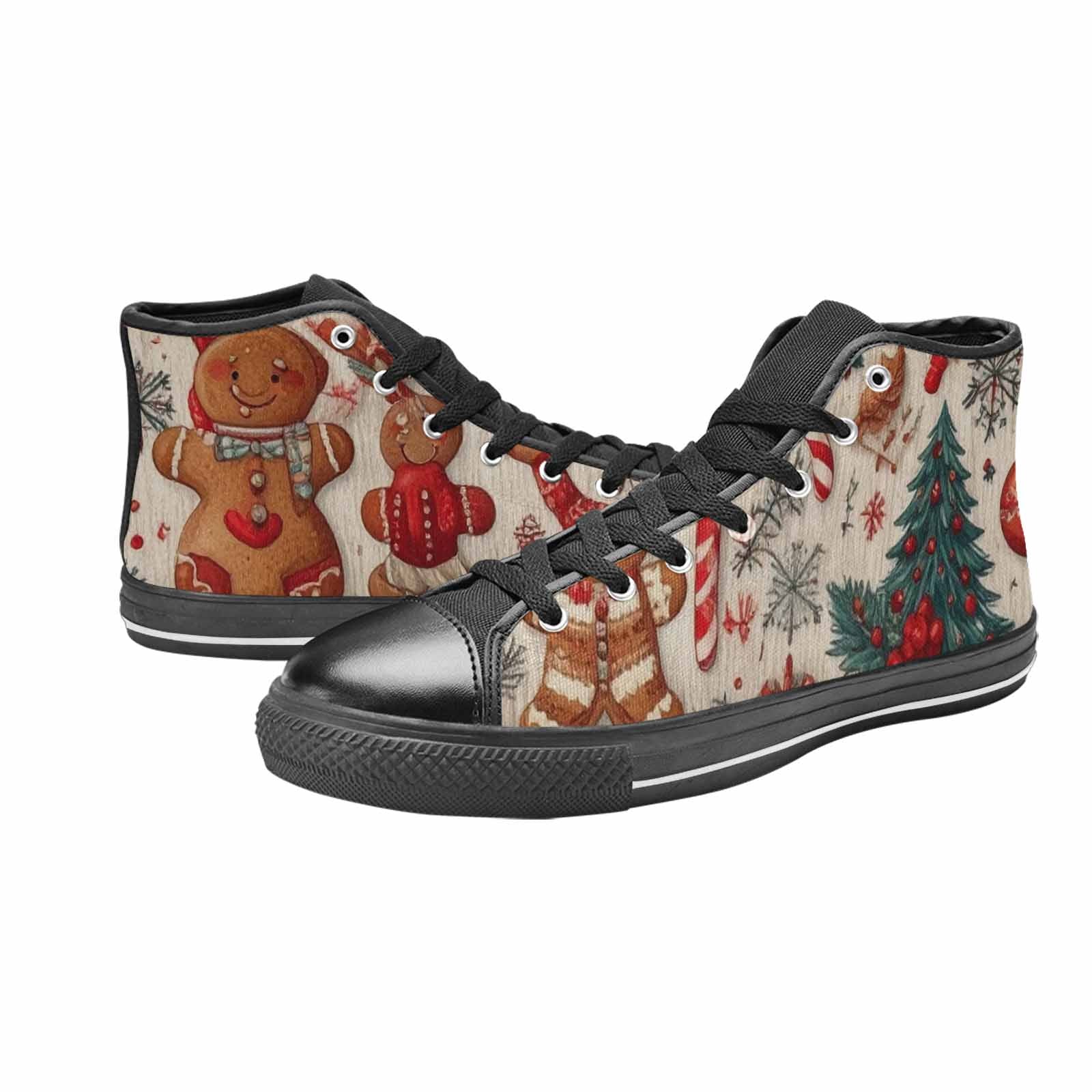 WOMEN'S Christmas Holly Snowflake High Top Canvas Vibrant Chaos Custom Shoes