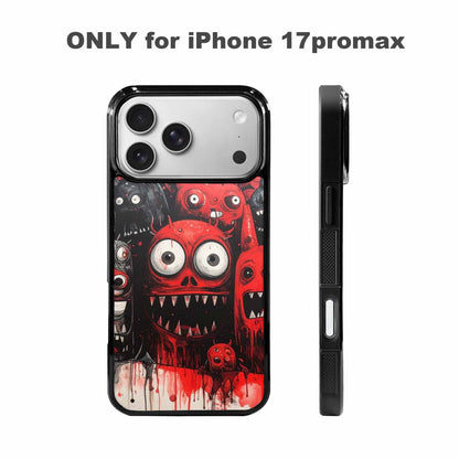 iPhone 17 Pro Max Case — Black &amp; Red Ink Cartoon Cute, Custom Print Case Cover