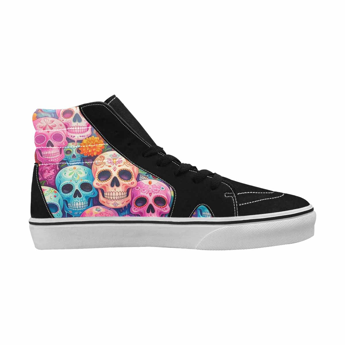 MEN'S Sugar Skulls Melting Sugar High Top Canvas Kaleidoscope Custom Sneakers