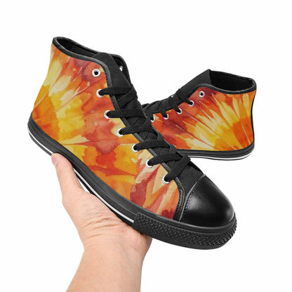 MEN'S Tie Dye Sunburst Rays High Top Canvas Dark Academia Custom Shoes