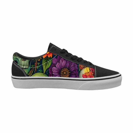 WOMEN'S Skulls  Botanical Skulls Lace-Up Canvas Cottagecore Sneakers