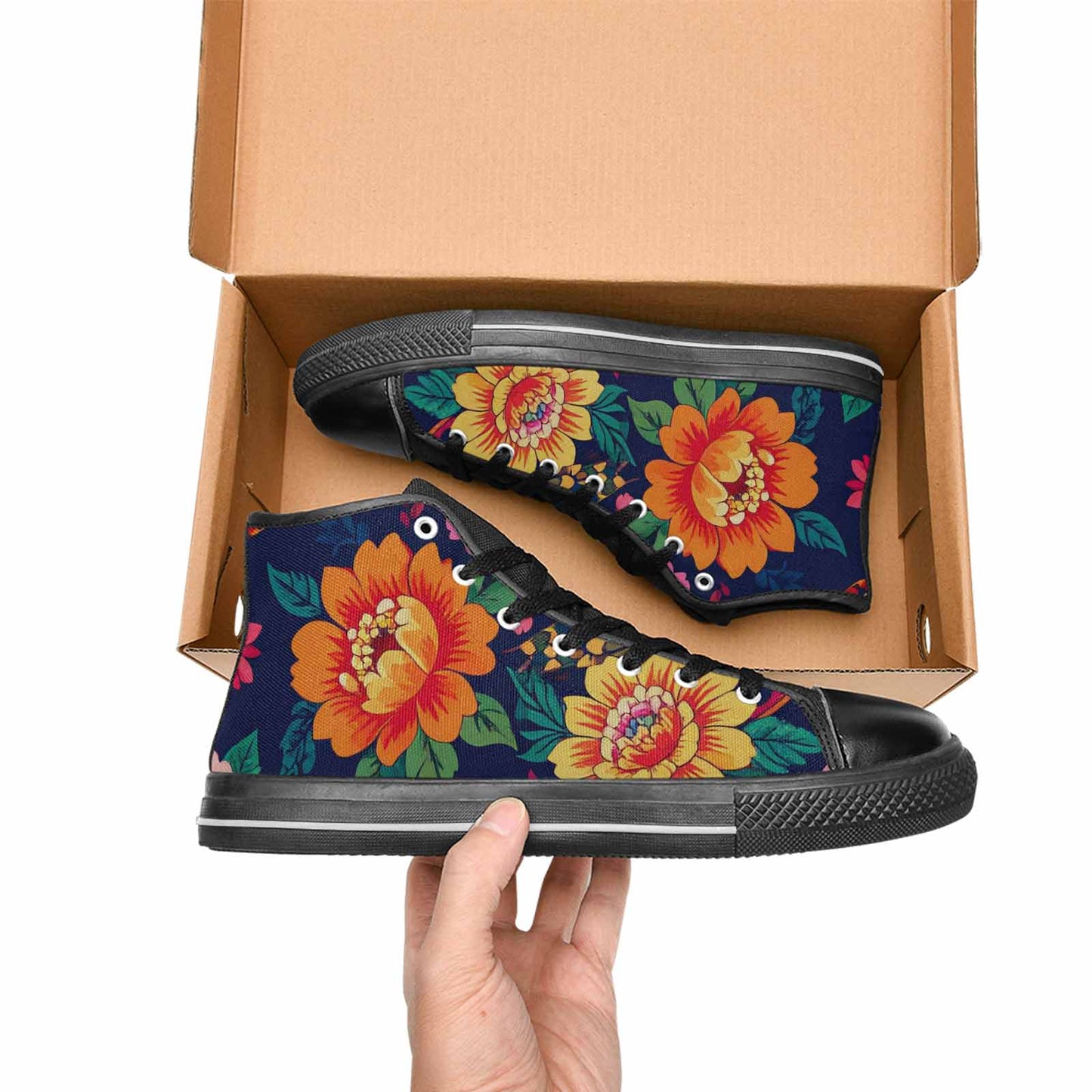 MEN'S Floral Snake Print High Top Canvas Surreal Sneakers