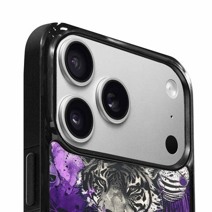 iPhone 17 Pro Max Case — Black &amp; Purple Ink Animal Print, Personalized Phone Case