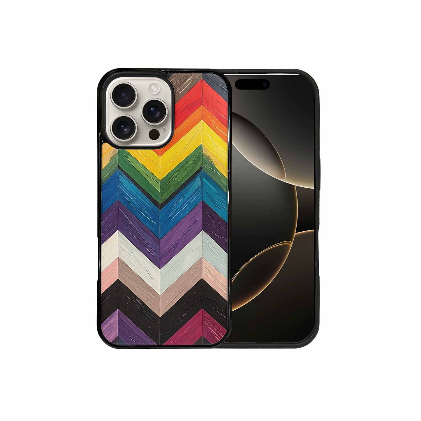 iPhone 16 Pro Max Case — Progress Pride Flag Color Theme Small, Custom Printed Phone Case