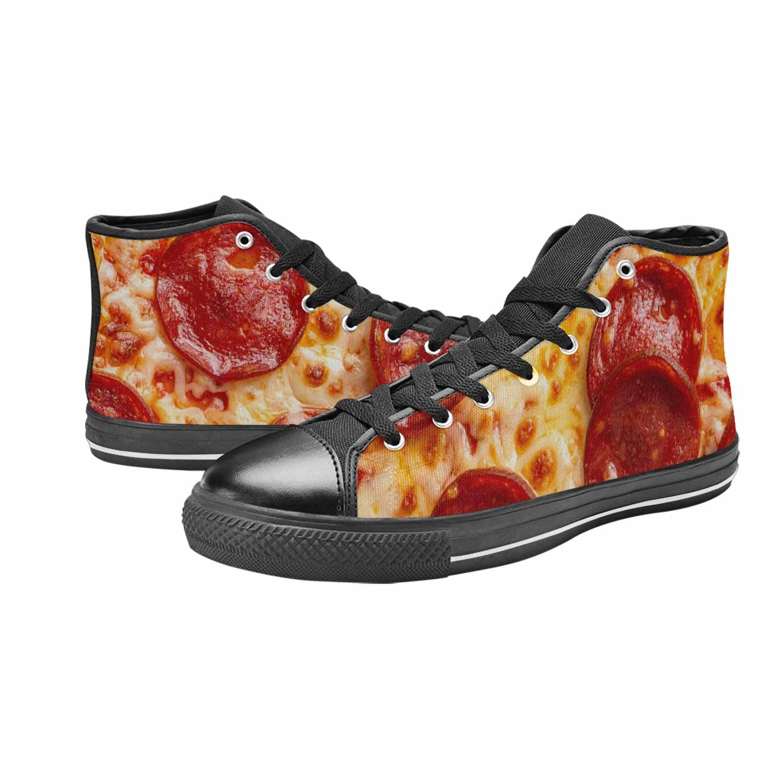 WOMEN'S Pepperoni Pizza Print High Top Canvas Aesthetic Sneakers