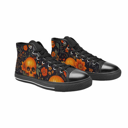 WOMEN'S Skulls - Halloween High Top Canvas Cottagecore Sneakers