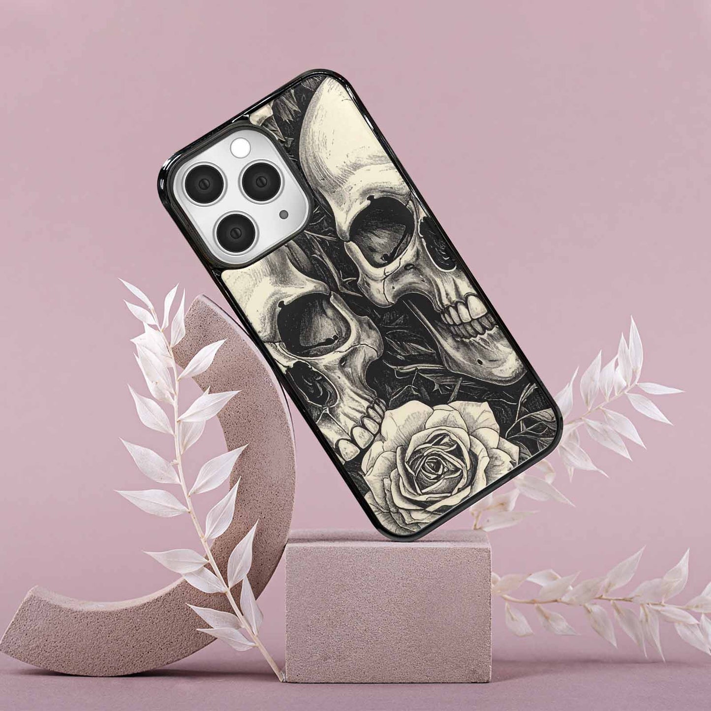 iPhone 15 Pro Max Case — 20 Skulls Overlapping Seamless Tileable Pattern, Custom Made Phone Cover