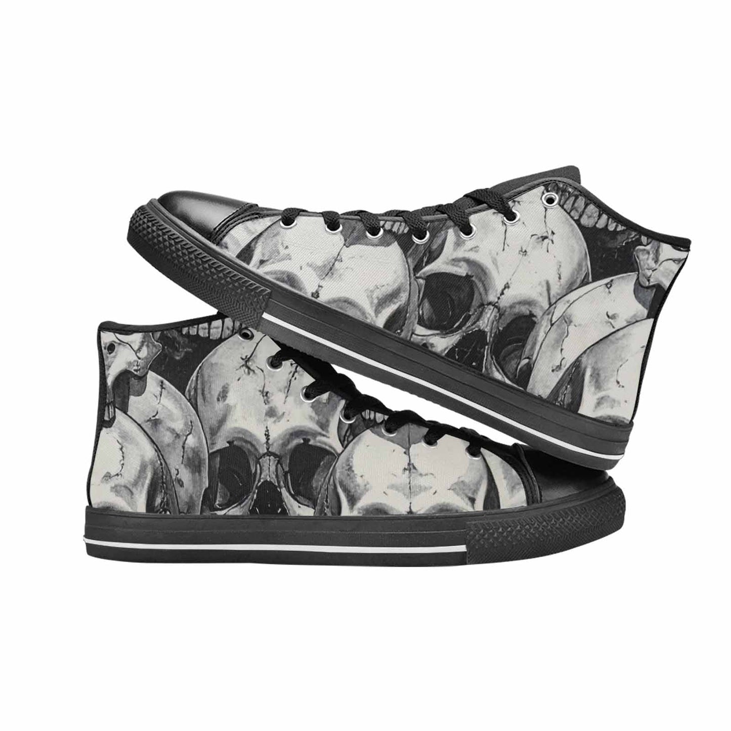 WOMEN'S Tessellated Human Skulls High Top Canvas Surreal Custom Shoes