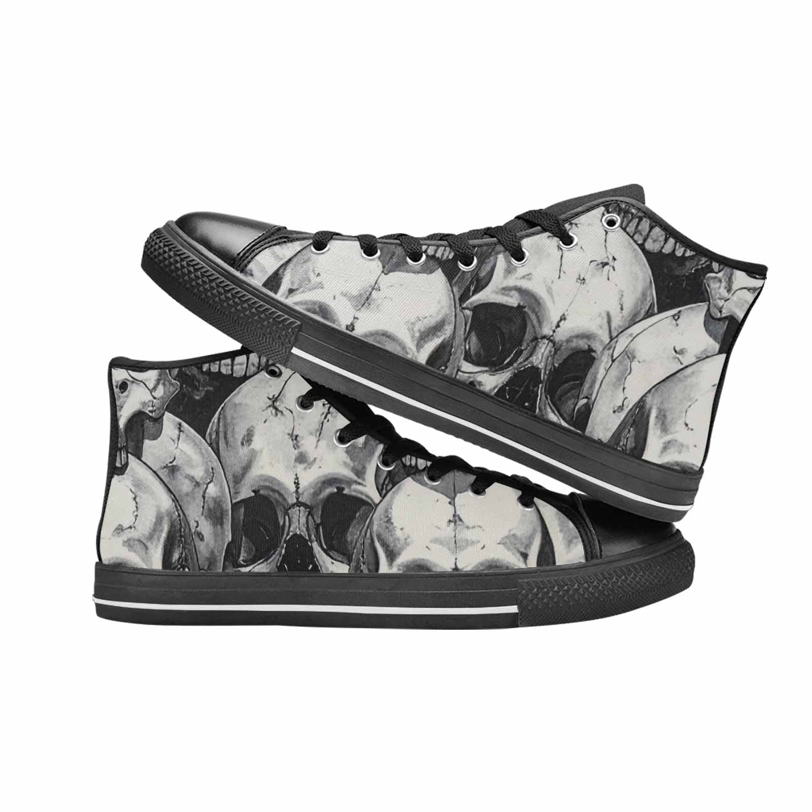 WOMEN'S Tessellated Human Skulls High Top Canvas Surreal Custom Shoes