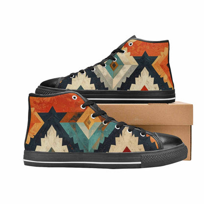 MEN'S Southwestern Geometric Diamond High Top Canvas Vibrant Chaos Sneakers