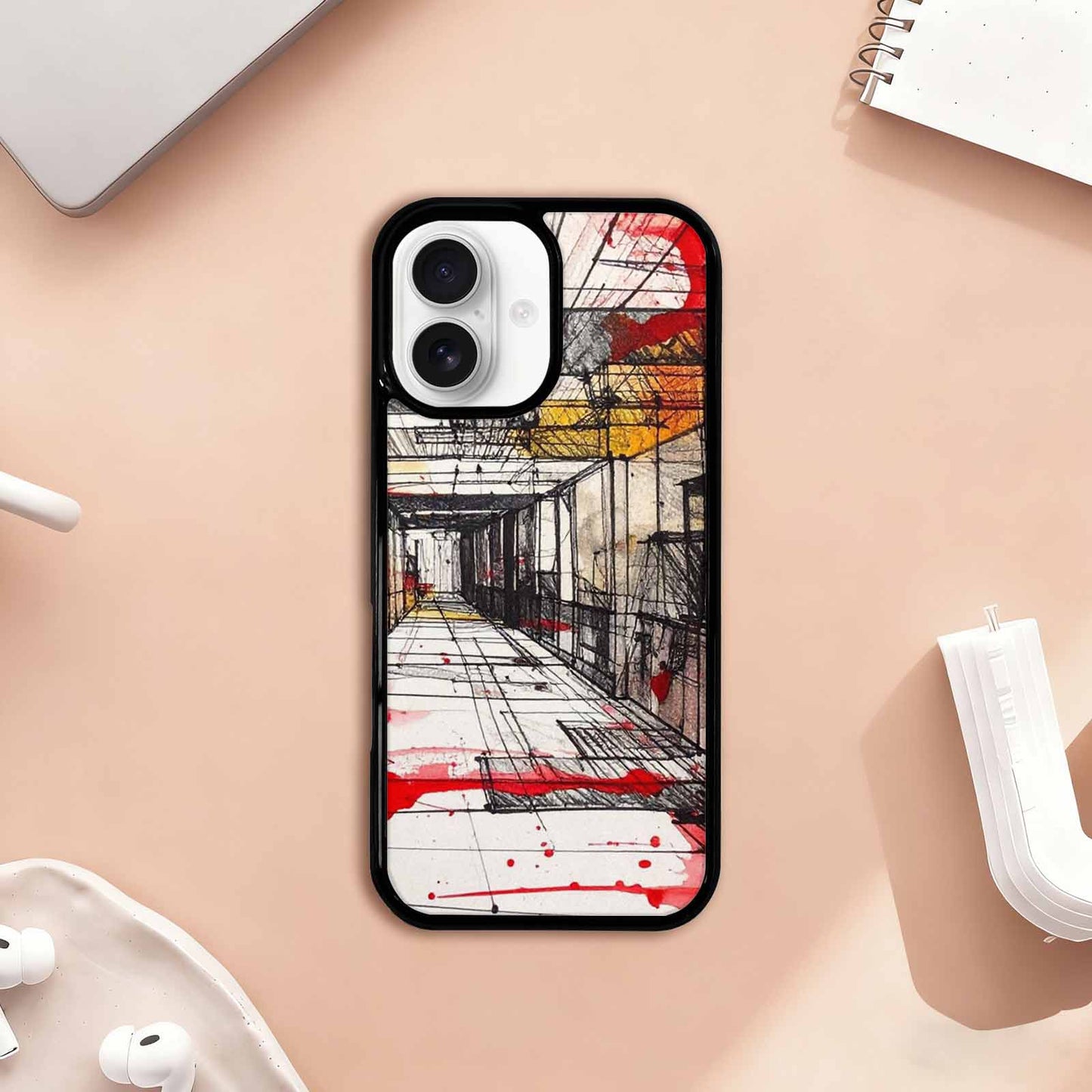 iPhone 17 Case — Black &amp; Red Ink Galaxy Space, Custom Phone Case