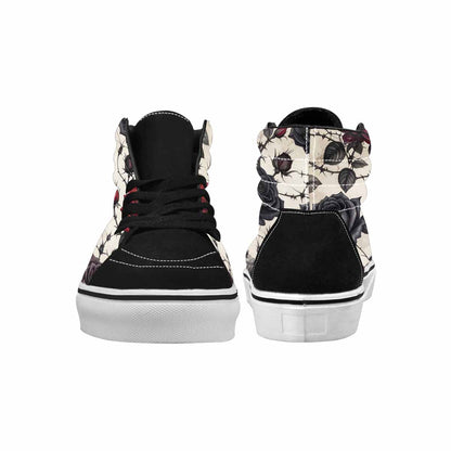 WOMEN'S Black Gothic Rose High Top Canvas Neon Fantasy Sneakers
