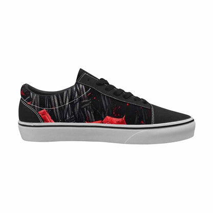 MEN'S Barbed Wire Black & Red Ink Canvas Original Design Surreal Custom Shoes