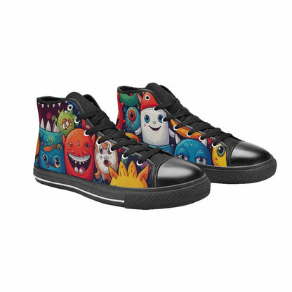 WOMEN'S Cartoon Monster Character High Top Canvas Wallpaper Art Custom Sneakers