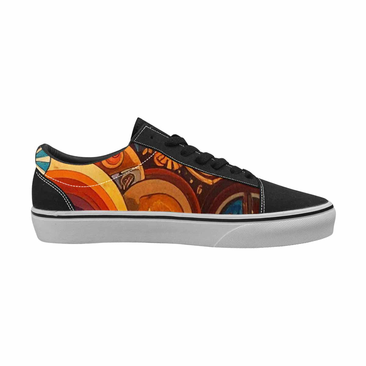 WOMEN'S Groovy 70S Peace Canvas Lace-Up Vibrant Chaos Sneakers