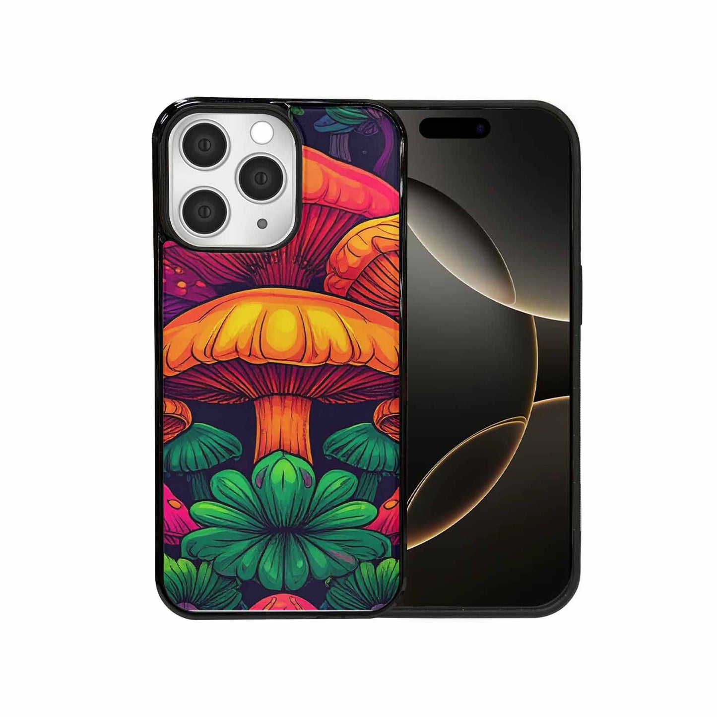 iPhone 15 Pro Max Case — Psychedelic Mushroom Cartoon Pattern, Custom Designed Case Cover