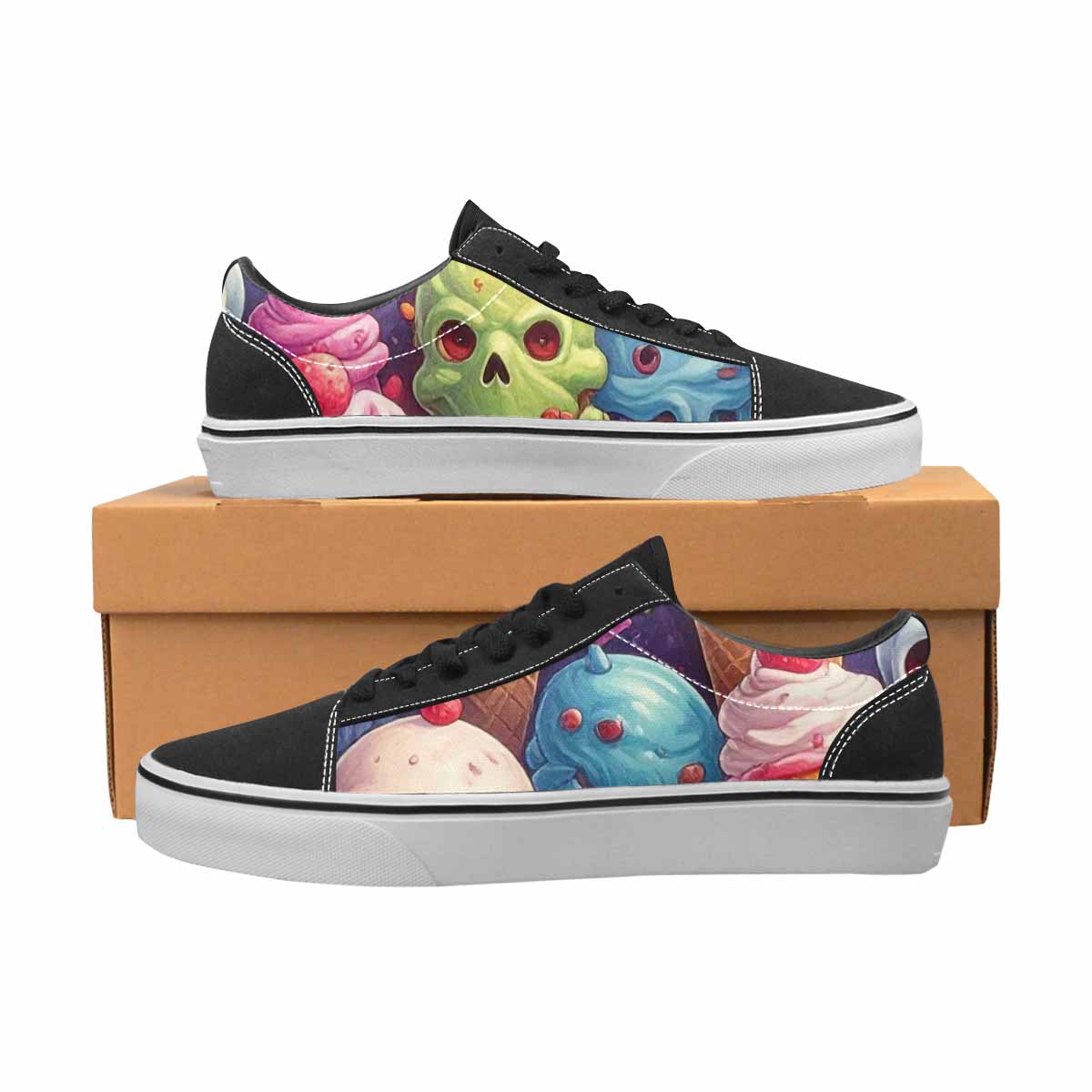 WOMEN'S Ice Cream Monsters  Lace-Up Canvas Kaleidoscope Sneakers
