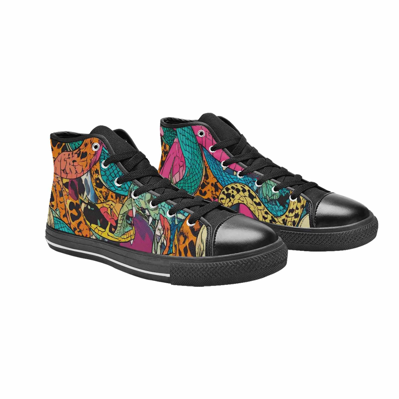 MEN'S Snake Print Skull High Top Canvas Vivid Shoes