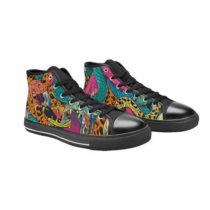 MEN'S Snake Print Skull High Top Canvas Vivid Shoes