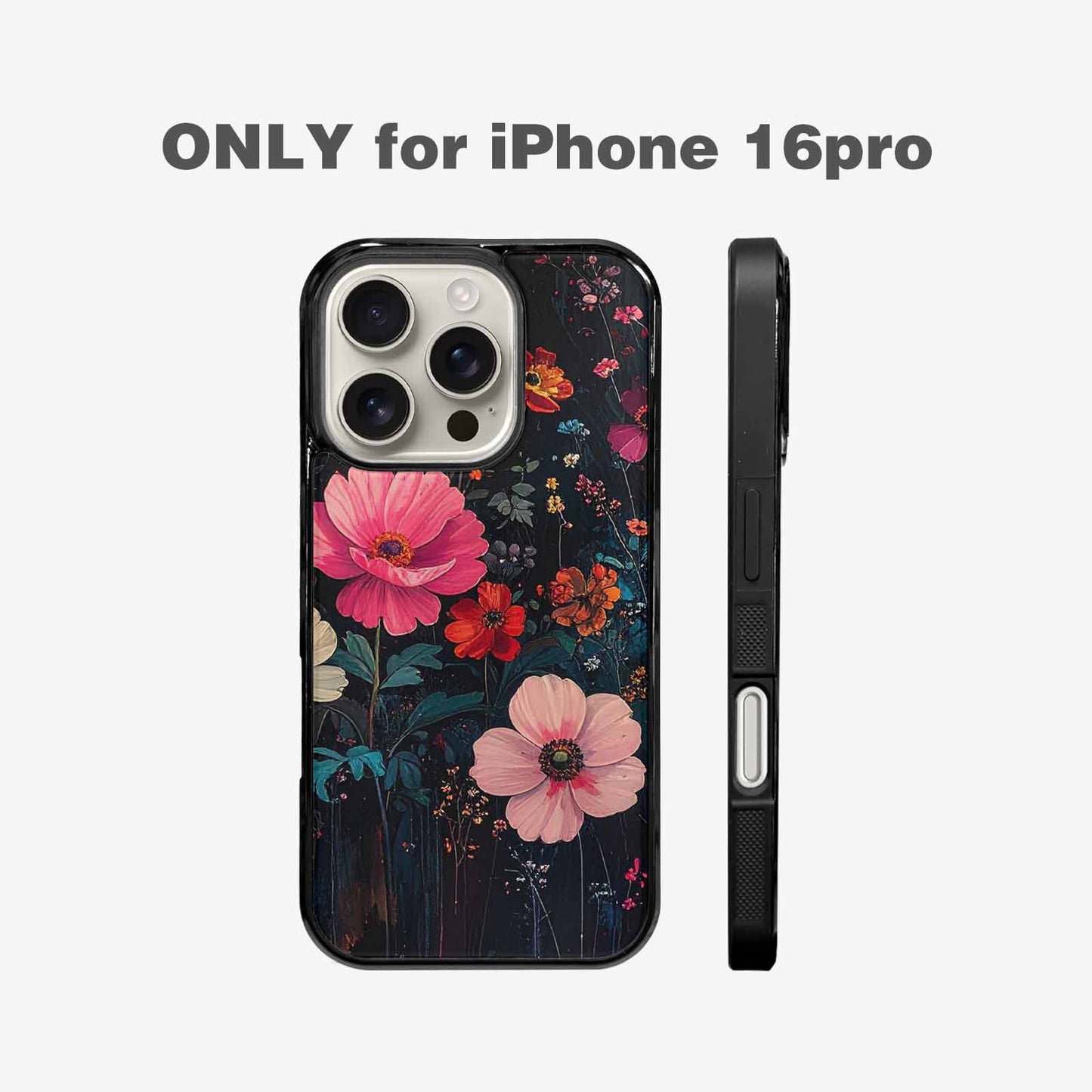 iPhone 16 Pro Case — Shadowy Glitch Floral Pattern Hundreds Of, Unique Phone Case Design