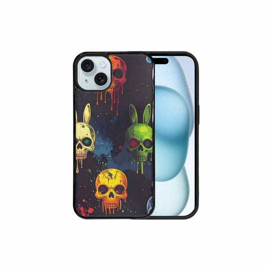 iPhone 15 Plus Case — Radioactive Ghost Bunny Skull Sm Qdr, Custom Print Case Cover