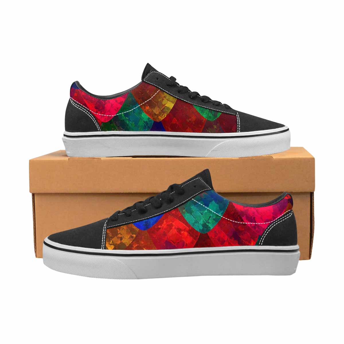 WOMEN'S Dark Snake Print Canvas Lace-Up Wallpaper Art Custom Sneakers