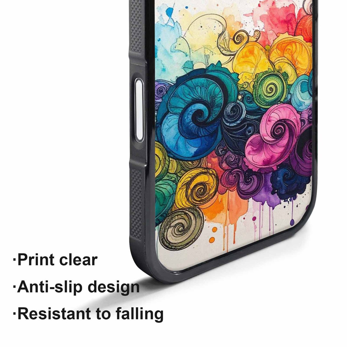 iPhone 17 Pro Case — Tie Dye Swirls Black Blue Tie, Custom Printed Phone Case