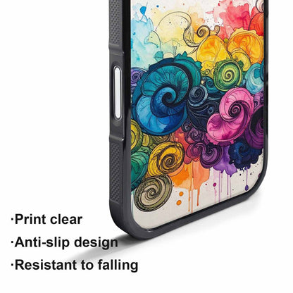 iPhone 17 Pro Case — Tie Dye Swirls Black Blue Tie, Custom Printed Phone Case