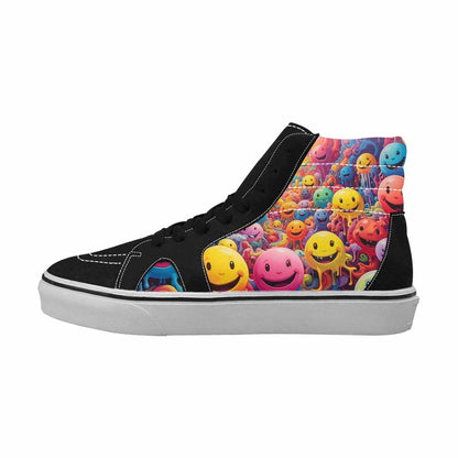 MEN'S Smiley Facessmiley Faces  High Top Canvas Kaleidoscope Sneakers