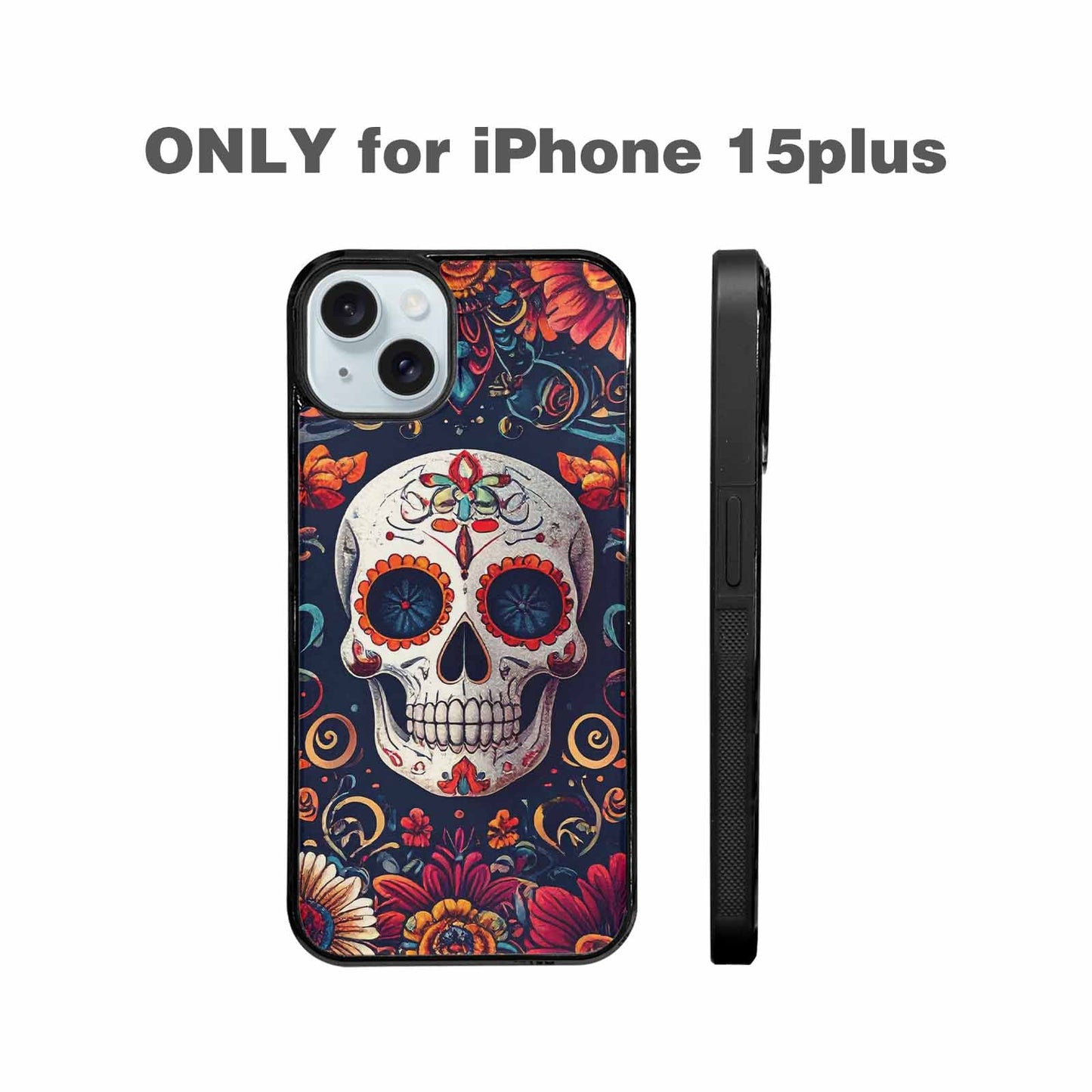 iPhone 15 Plus Case — Day Dead Sugar Skull Art 100s, Personalized Phone Case