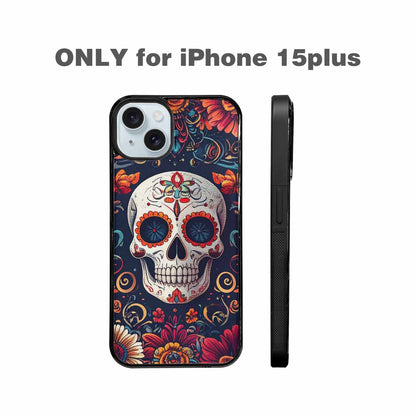 iPhone 15 Plus Case — Day Dead Sugar Skull Art 100s, Personalized Phone Case