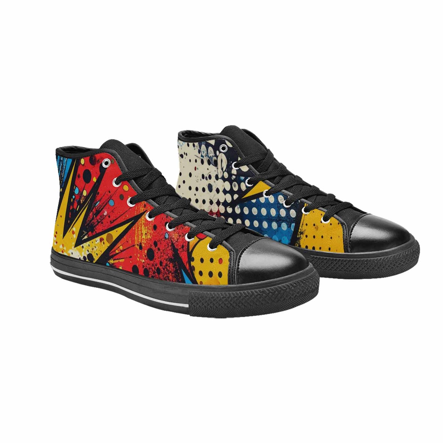 WOMEN'S Comic Book Halftone High Top Canvas Wallpaper Art Custom Shoes