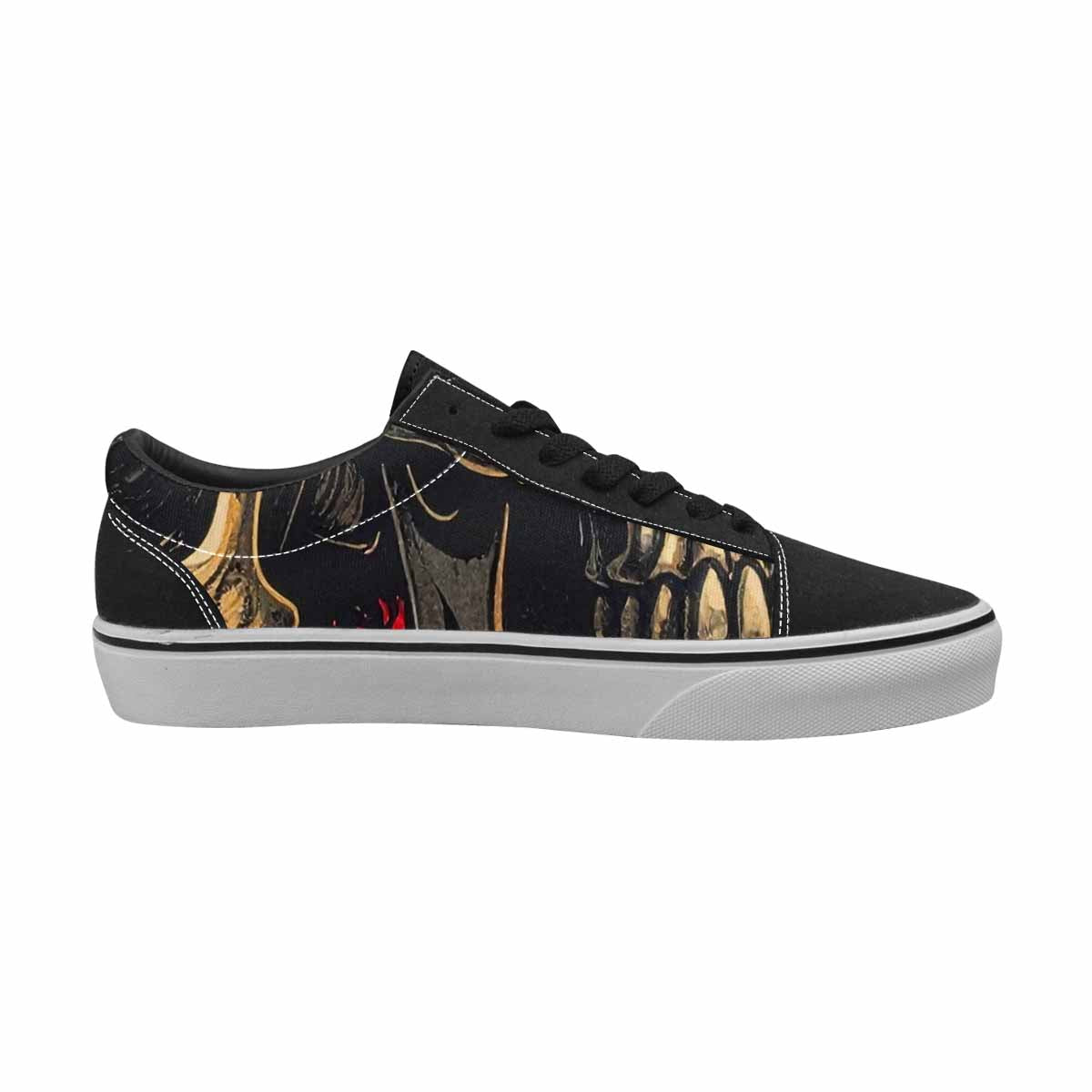 WOMEN'S Skulls Roses Bold Pen Ink Canvas Lace-Up Dark Academia Custom Sneakers