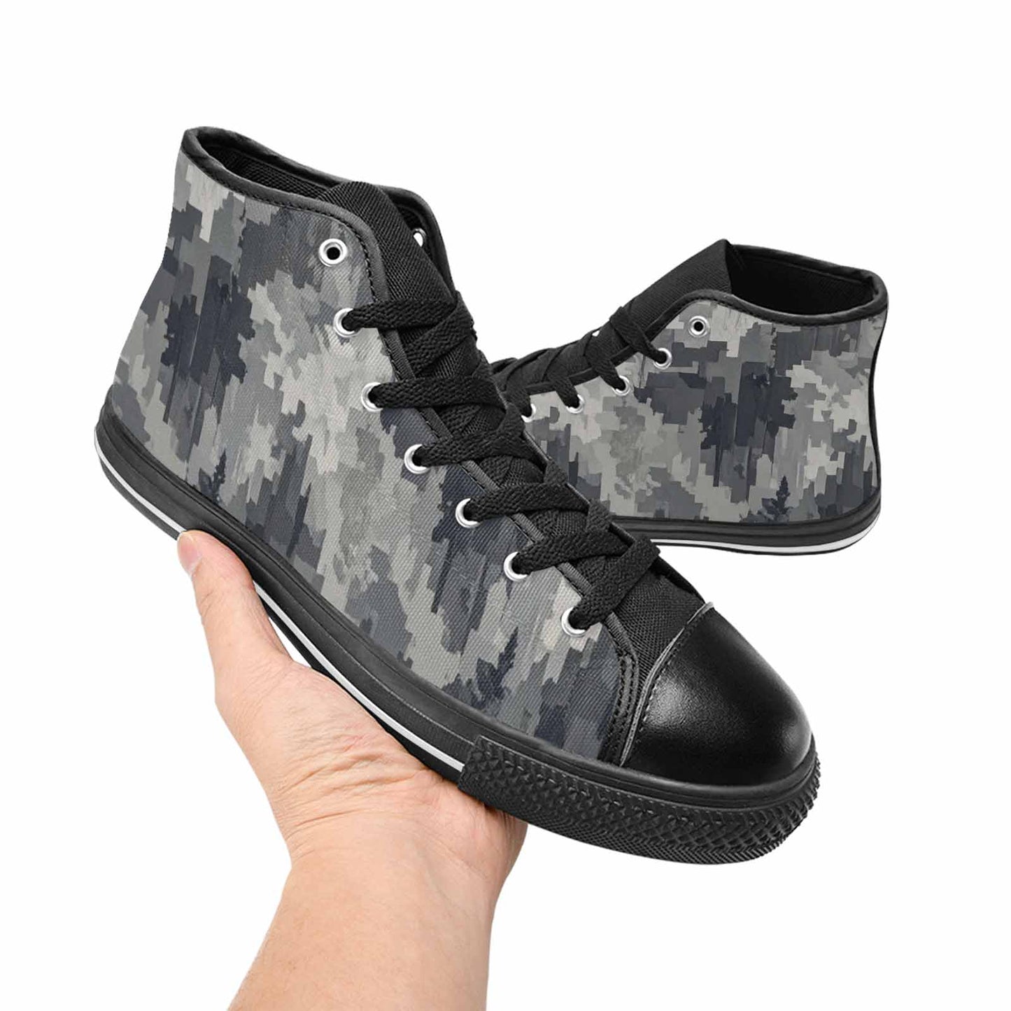WOMEN'S Military Camouflage Blotch High Top Canvas Wallpaper Art Sneakers