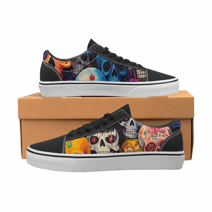 WOMEN'S Skulls (general) Skulls Lace-Up Canvas Vibrant Chaos Custom Sneakers