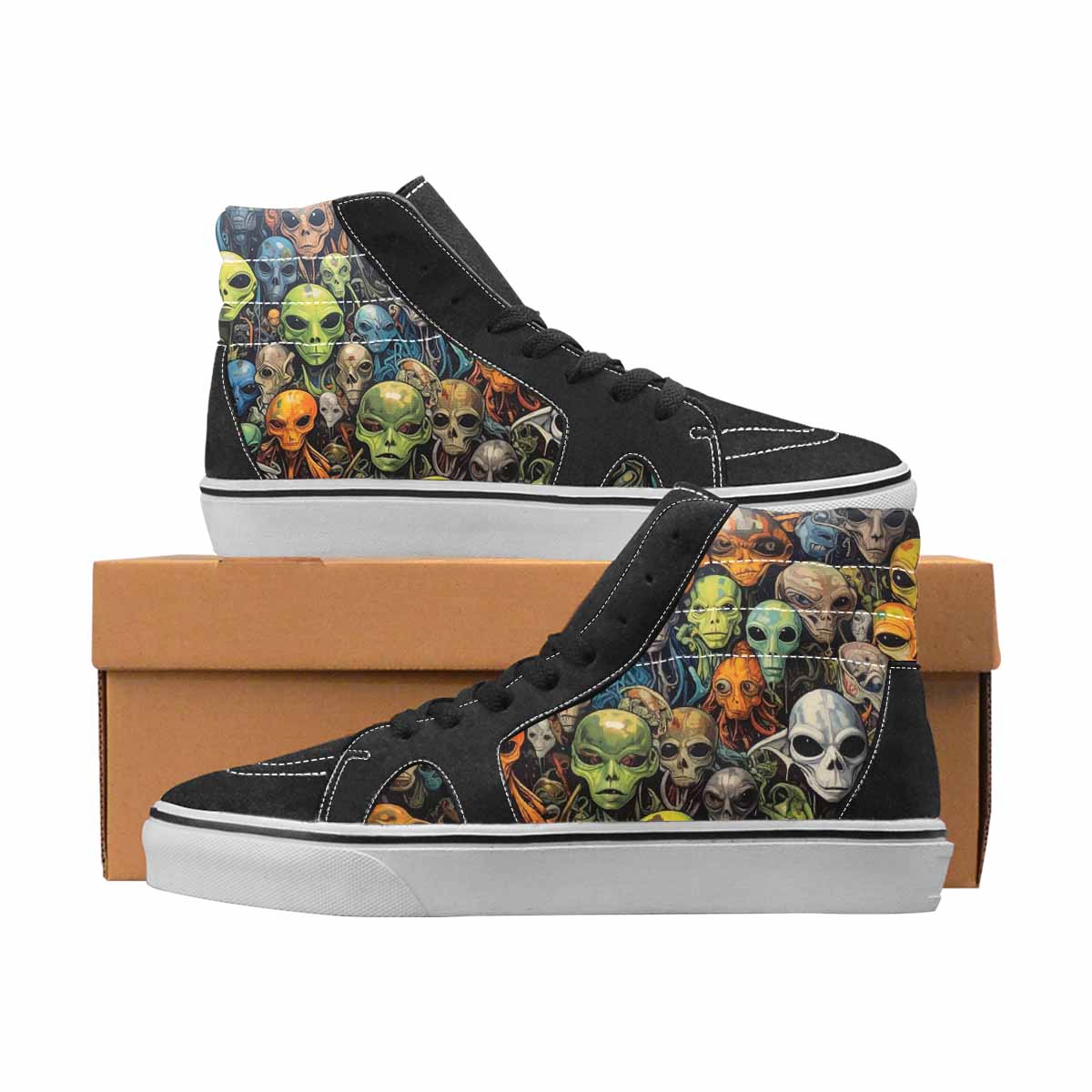 WOMEN'S Camo High Top Canvas Custom Design Wallpaper Art Custom Shoes