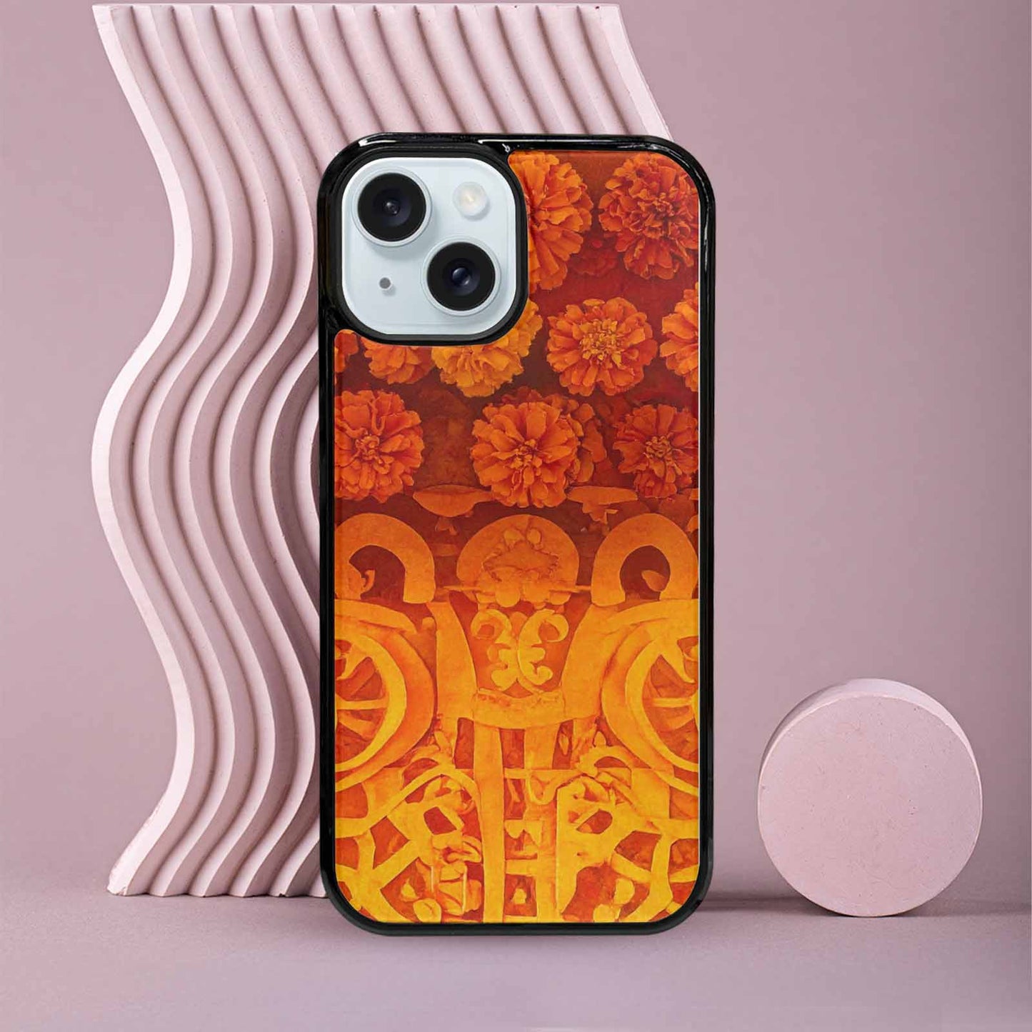 iPhone 15 Case — Marigold Day Of The Dead Marigold, Custom Phone Case