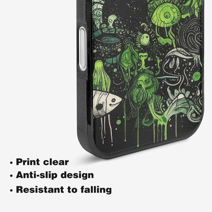 iPhone 16 Plus Case — Sea Creature Burst Black Green Ink, Customized Protective Case