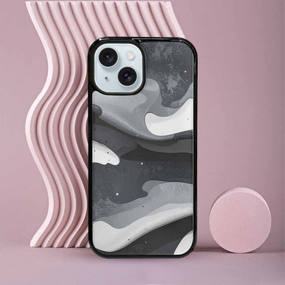 iPhone 15 Case — Grey Camo Print, Customized Protective Case