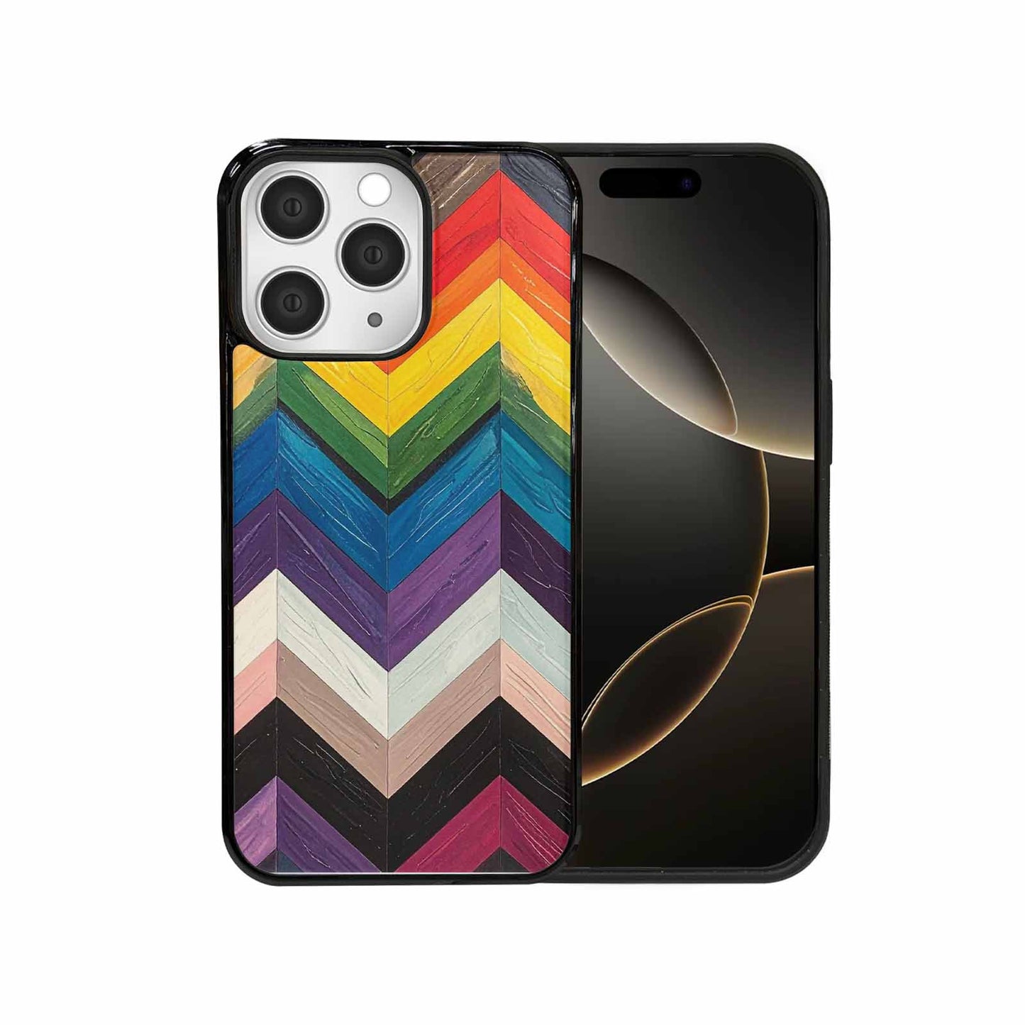 iPhone 15 Pro Max Case — Progress Pride Flag Color Theme Small, Personalized Phone Case