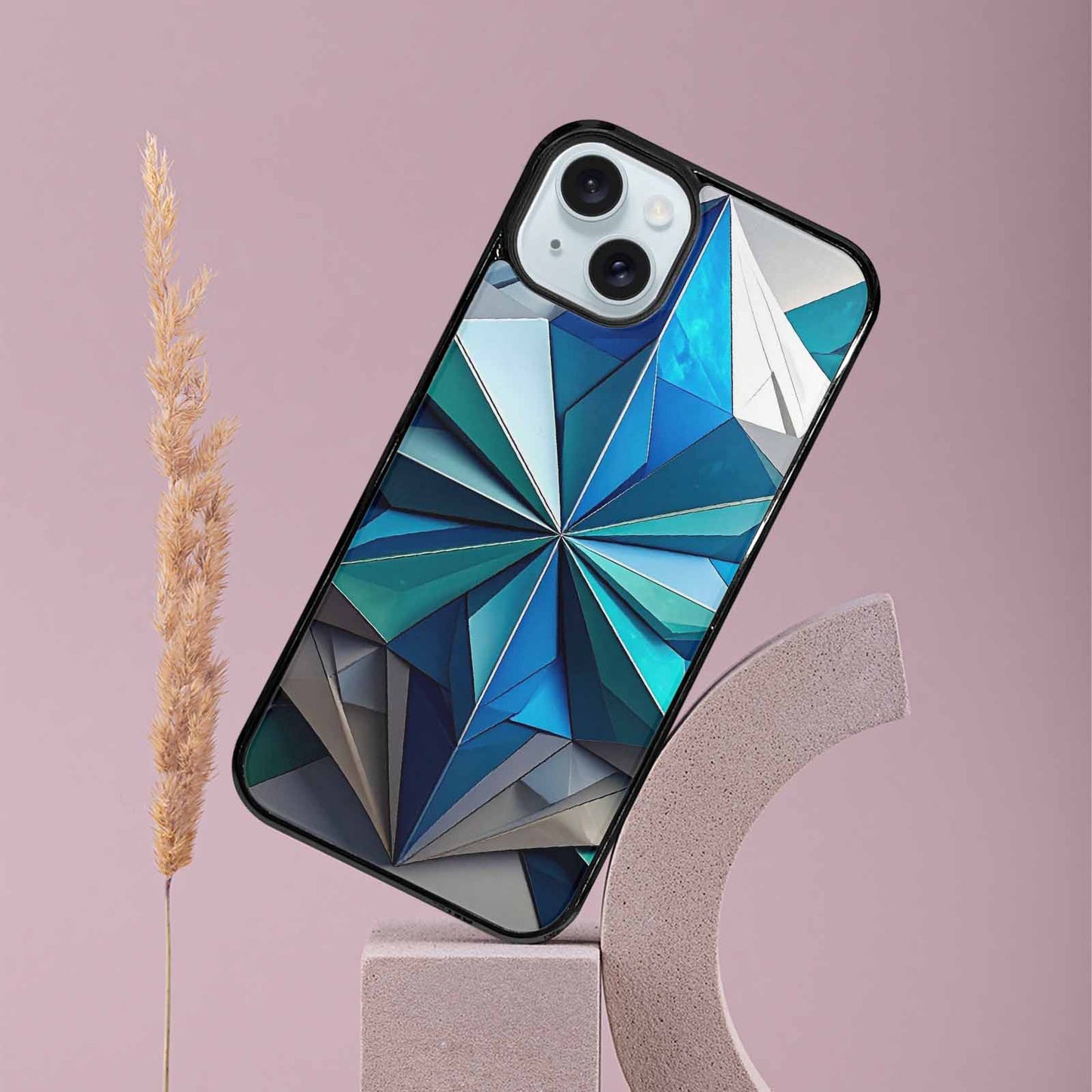 iPhone 15 Plus Case — Geometric Origami Art Pattern, Custom Art Phone Cover