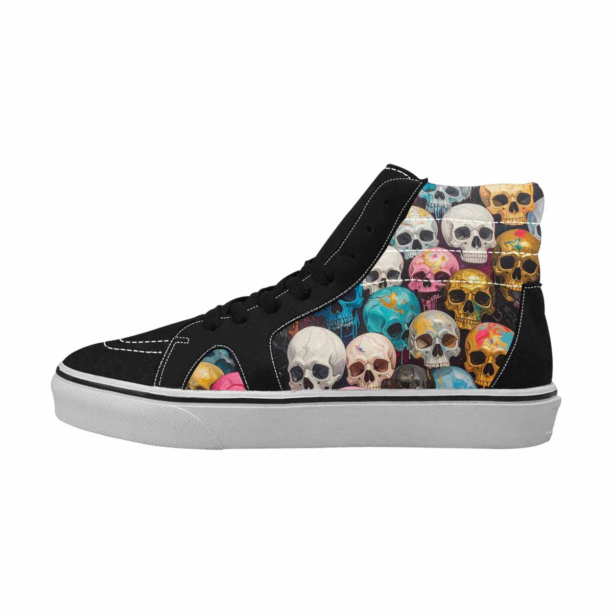 MEN'S Skulls  Marble Skulls High Top Canvas Grunge Custom Shoes