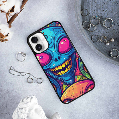 iPhone 16 Plus Case — Alien Ufo Cartoon Art Pattern Groovy, Customized Protective Case