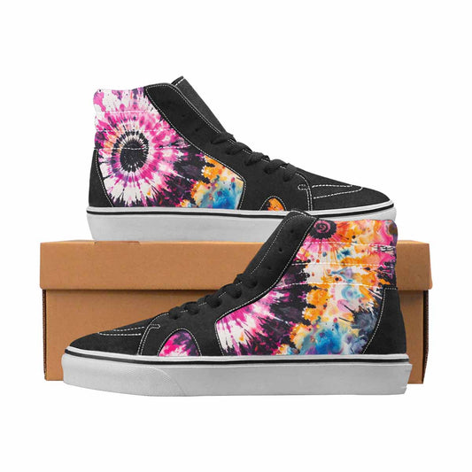 WOMEN'S Tie Dye Black & Pink Ink High Top Canvas Boutique Vivid Custom Shoes