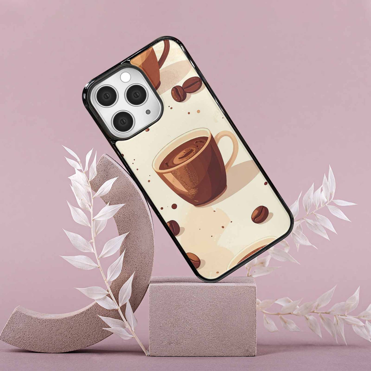 iPhone 15 Pro Max Case — Coffee Cup And Bean Pattern Seamless, Original Design Phone Case