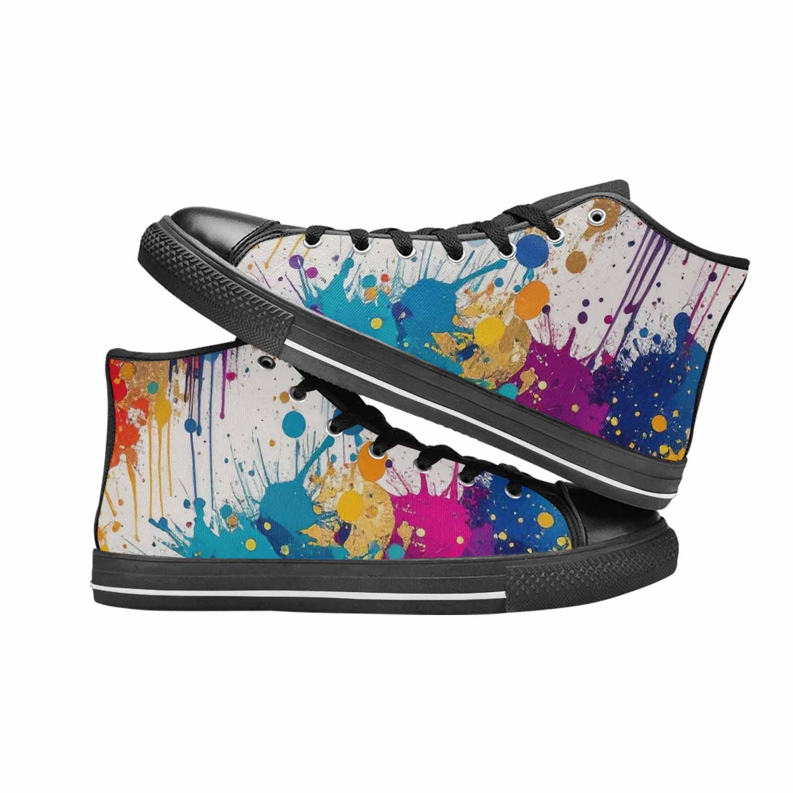 MEN'S Paint Splatter High Top Canvas Wallpaper Art Shoes