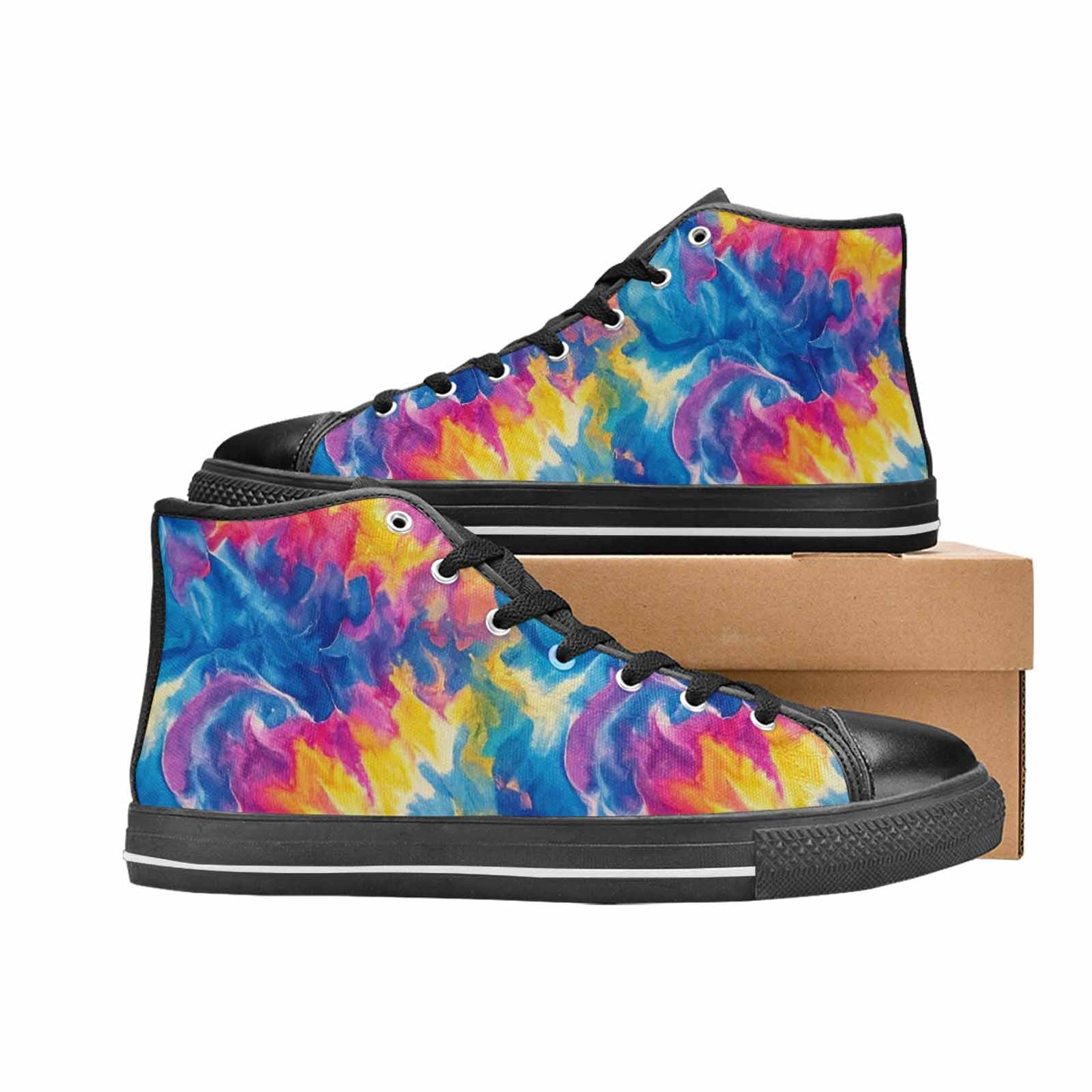 MEN'S Tie Dye Swirl High Top Canvas Neon Fantasy Sneakers
