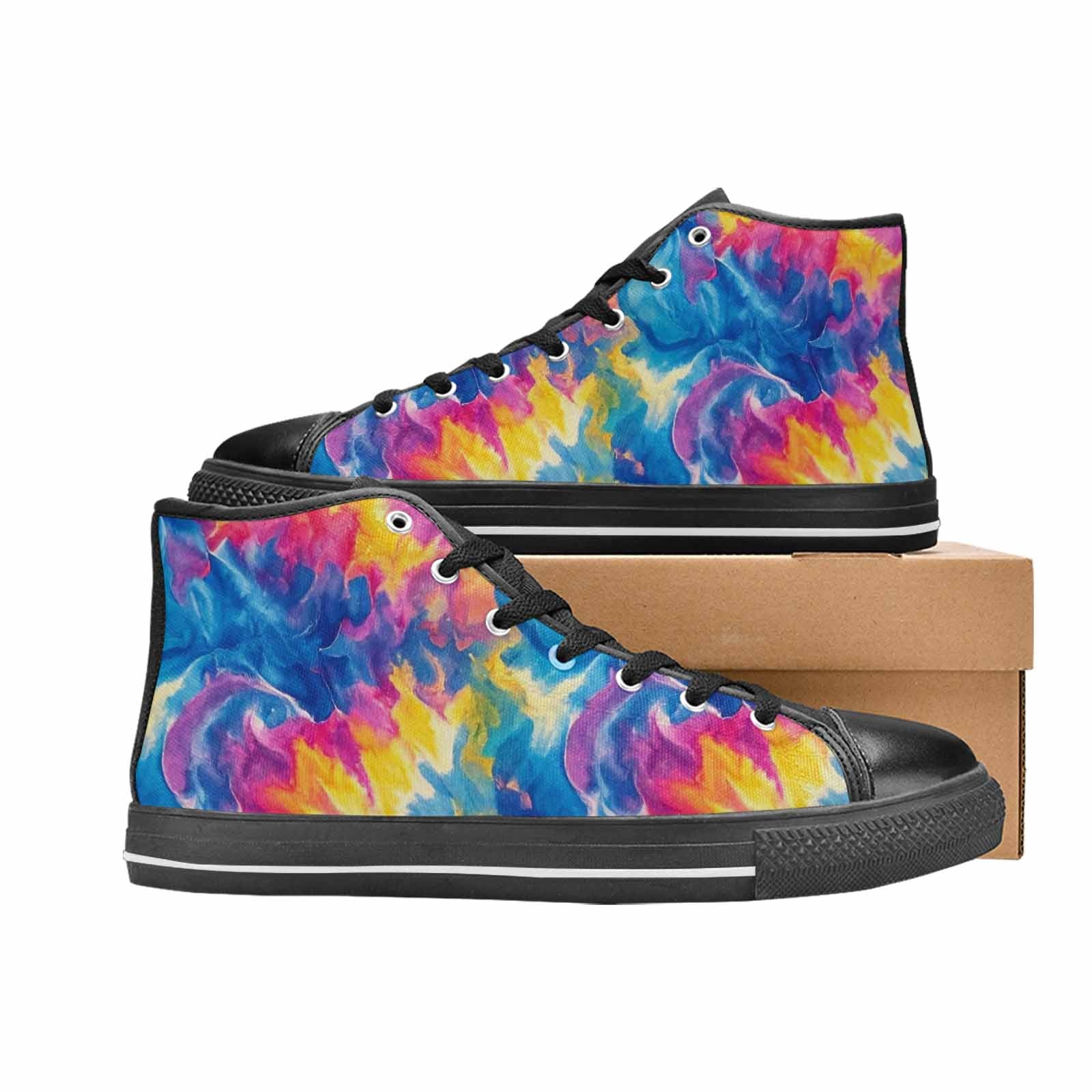 MEN'S Tie Dye Swirl High Top Canvas Neon Fantasy Sneakers